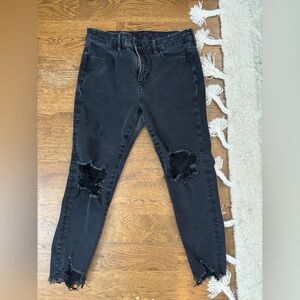American Eagle Outfitters Black Distressed Skinny Jeans